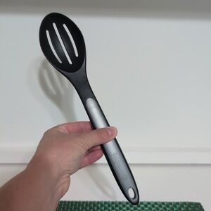Calphalon Slotted Spoon Cooking Serving Black Nylon Gray Silicone *Minor Melts*